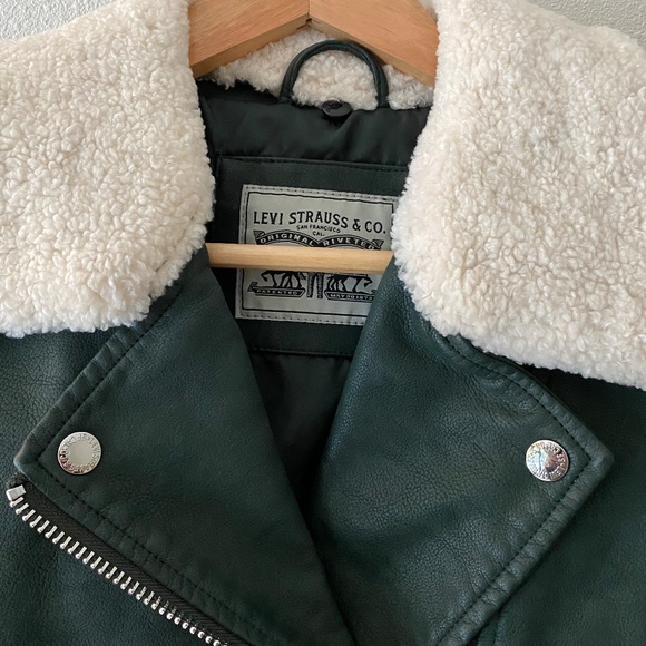 Levi's Sherpa-Trimmed Faux-Leather Moto Jacket MEDIUM - Picture 4 of 10
